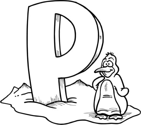 Letter P Is For Penguin Coloring Page